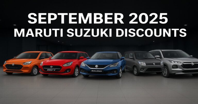 Maruti Suzuki car lineup showing price reductions after GST 2.0 reform with savings up to ₹1.30 lakh