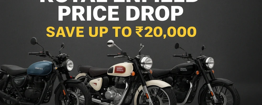 Royal Enfield GST 2.0 price reduction – Hunter 350, Classic 350, and Bullet 350 bikes with price drop offer up to ₹20,000.