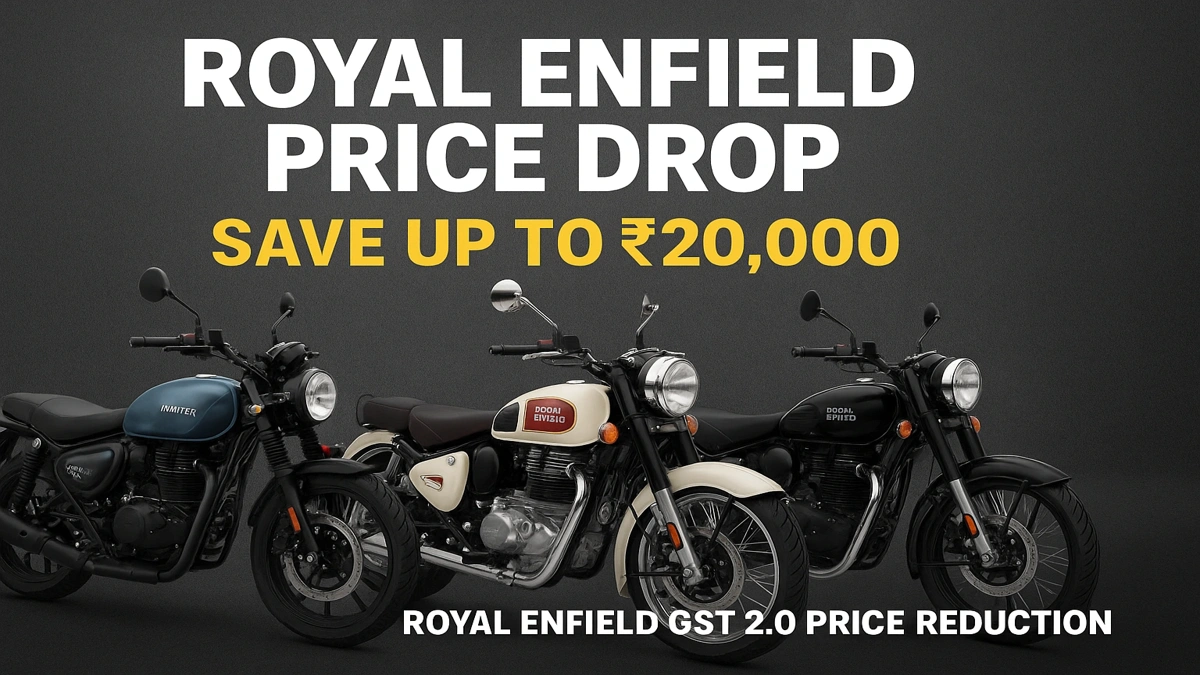Royal Enfield GST 2.0 price reduction – Hunter 350, Classic 350, and Bullet 350 bikes with price drop offer up to ₹20,000.