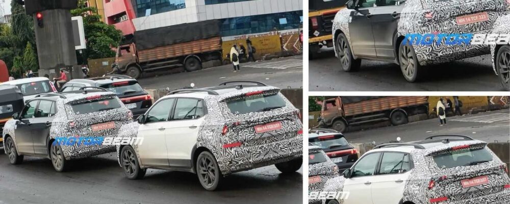 VW Taigun Skoda Kushaq Facelift Spotted Testing Together