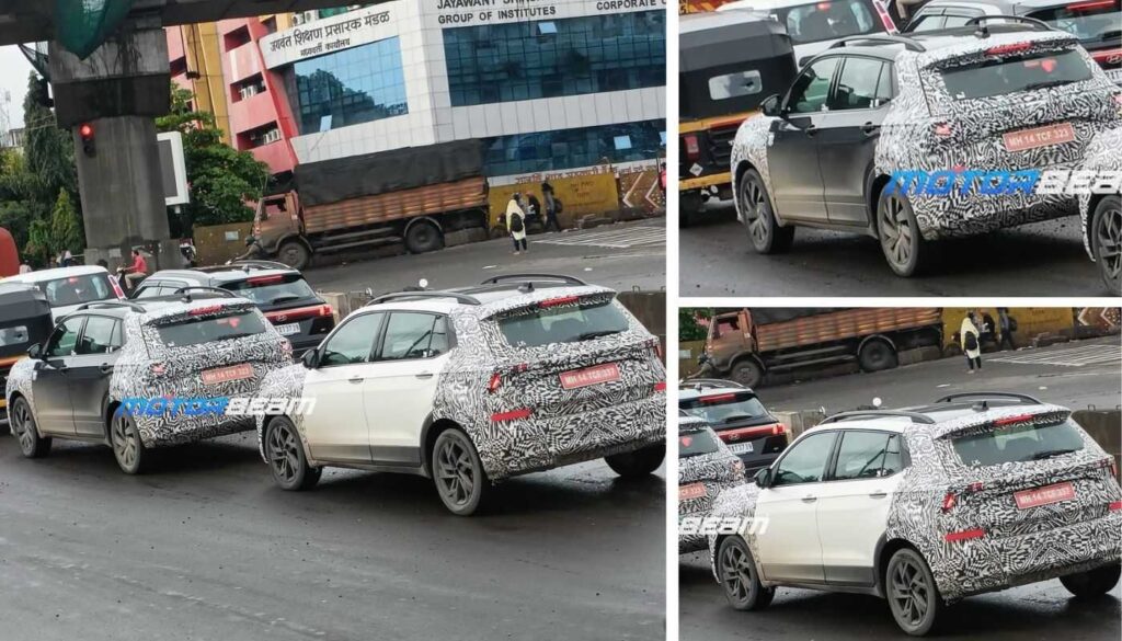 VW Taigun Skoda Kushaq Facelift Spotted Testing Together