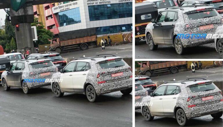 VW Taigun Skoda Kushaq Facelift Spotted Testing Together