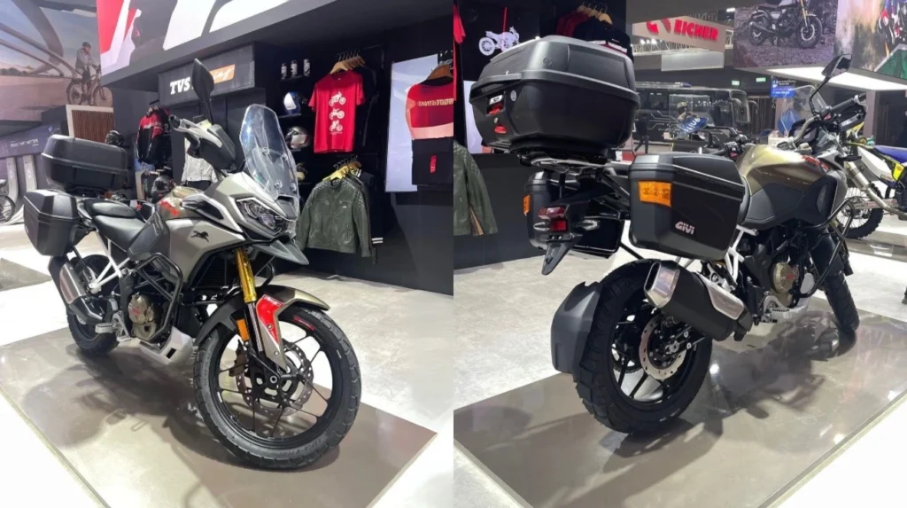 TVS RTX 300 adventure tourer front view with LED headlamps