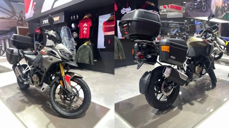 TVS RTX 300 adventure tourer front view with LED headlamps