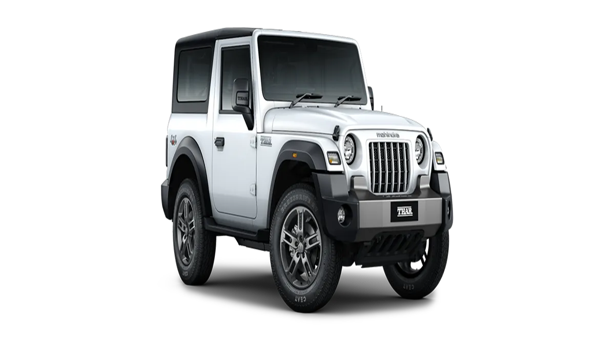 Mahindra Thar base model in Deep Forest color showcasing rugged SUV design