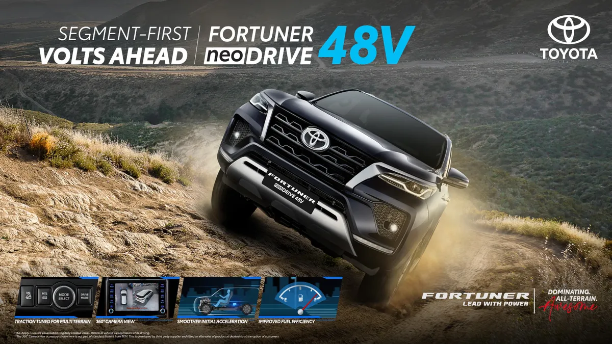 2025 Toyota Fortuner Leader Edition front design with bold grille and sporty bumper