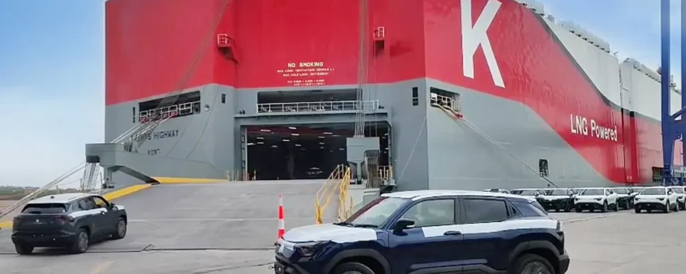 Maruti Suzuki e-Vitara export shipment — highlighting e-Vitara export surge