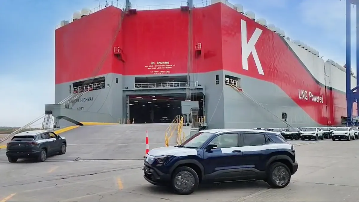 Maruti Suzuki e-Vitara export shipment — highlighting e-Vitara export surge