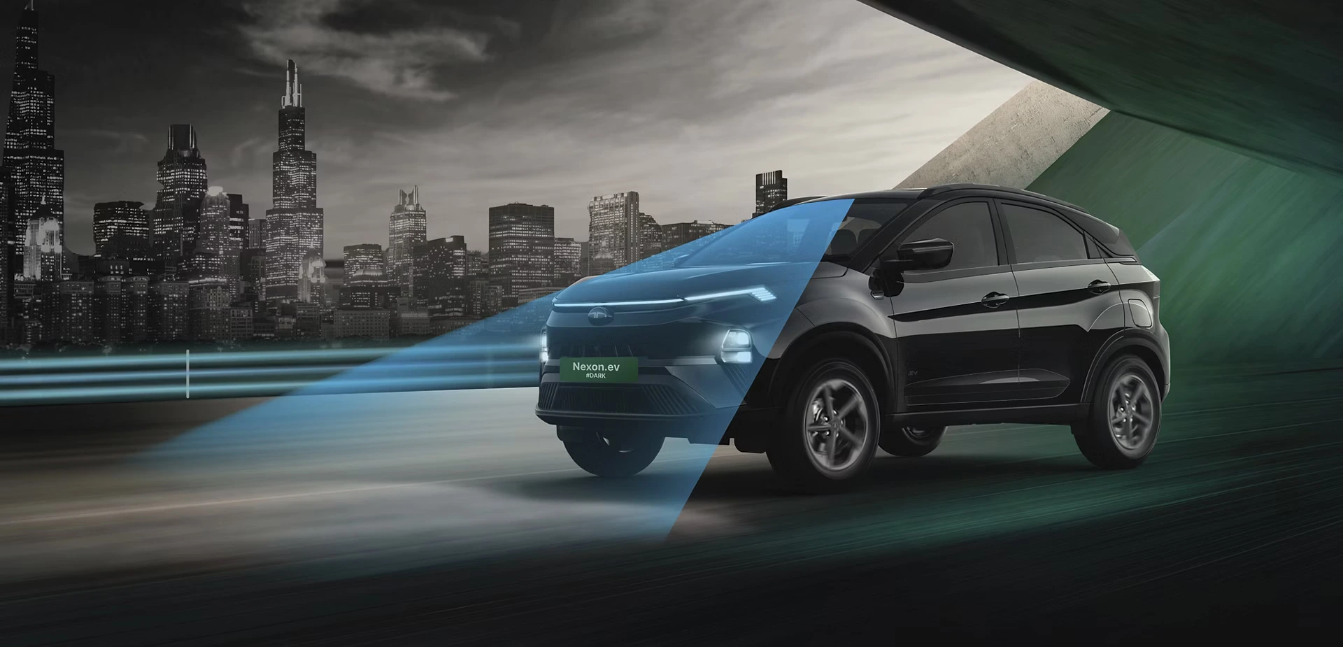 Showroom banner advertising Tata EV discounts October 2025