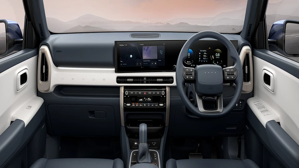 Hyundai Venue facelift India interior dashboard dual 12.3-inch displays
